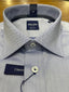 Abelard - Long Sleeve Business Shirt - Geometric Print - Cornflower Blue & White