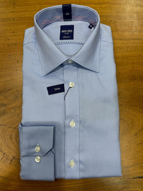 Abelard - Long Sleeve Business Shirt - Dots - Cornflower Blue & White