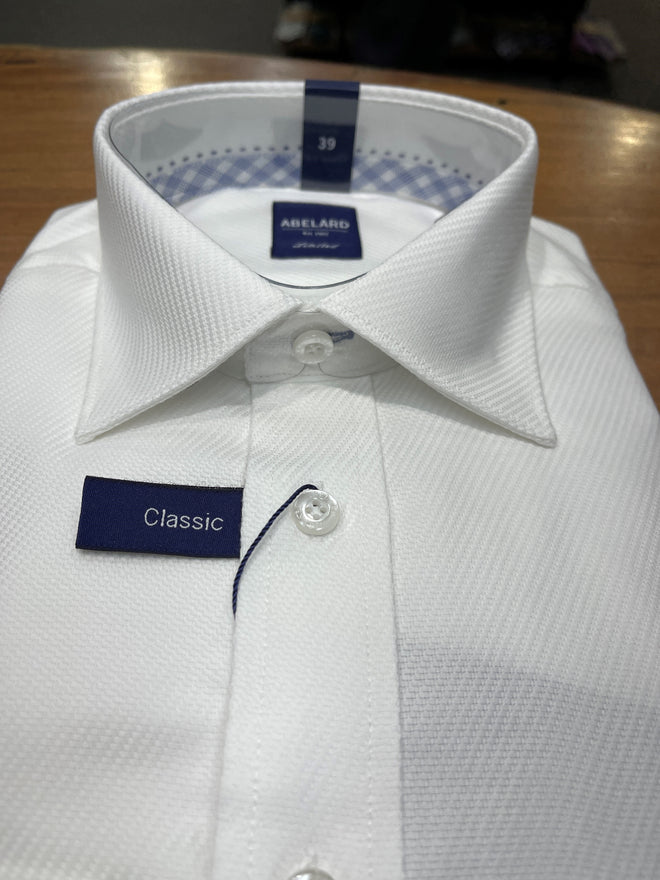 Abelard - Long Sleeve Business Shirt - Textured - White