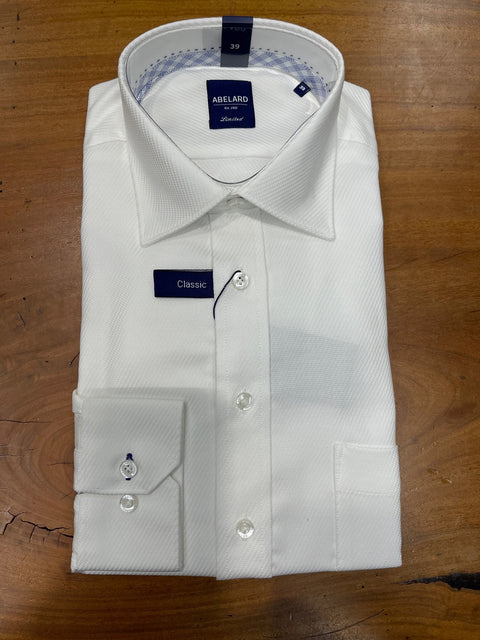 Abelard - Long Sleeve Business Shirt - Textured - White