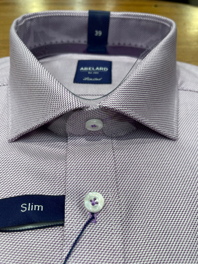 Abelard - Geometric Print - long sleeve business shirt - Mauve & White
