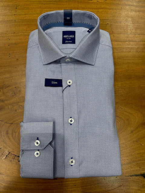 Abelard - Long Sleeve Business Shirt - Geometric - Royal Blue & White