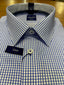 Abelard - Long Sleeve Business Shirt - Checked - Cornflower Blue & White