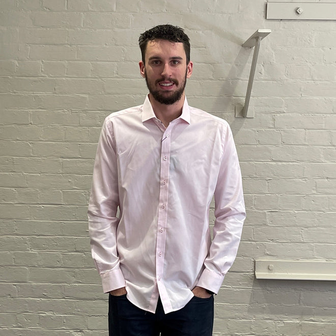 Long Sleeve Dress Shirt - Textured - Pink