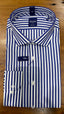 Abelard - Long Sleeve Business Shirt - STriped - Royal Blue and White