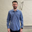 Geoffrey Beene Long Sleeve Dress Shirt - Patterned - Blue & White