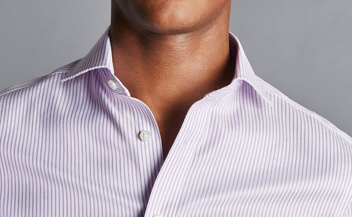 Long Sleeve Dress Shirt - Stripe - Purple & White