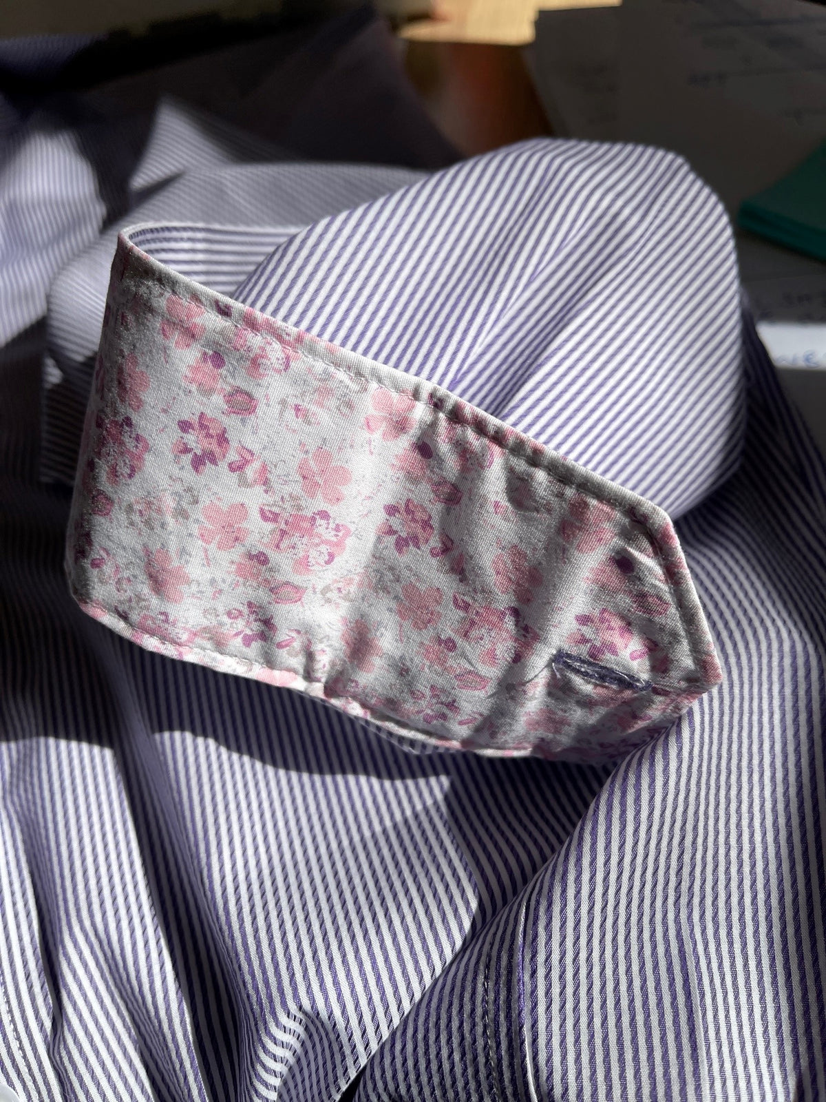 Geoffrey Beene - Long Sleeve Business Shirt - Stripe - Purple & White