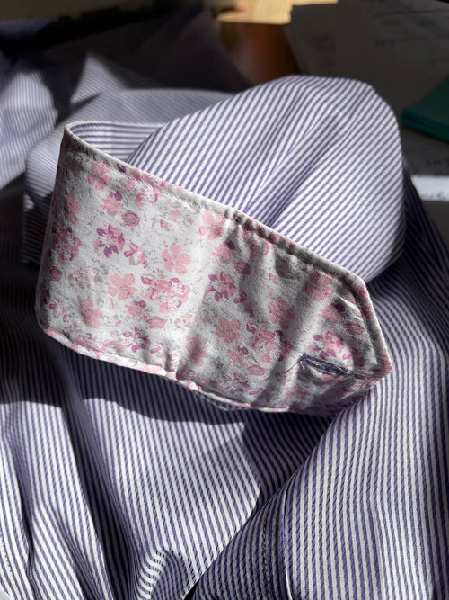Long Sleeve Dress Shirt - Stripe - Purple & White