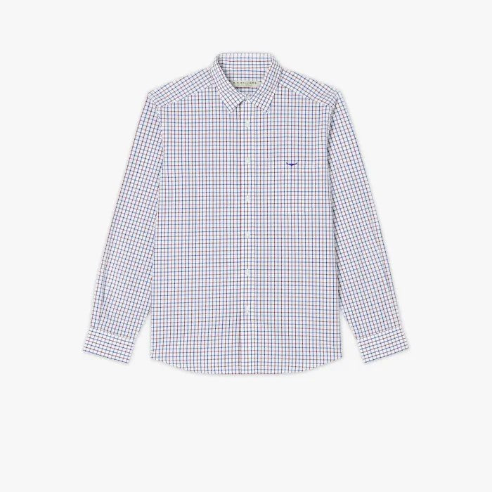 R.M.Williams - Collins Poplin Shirt - Check - Navy/Burgundy/White