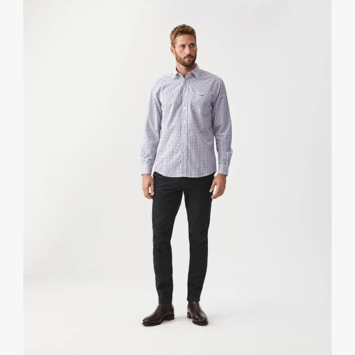 R.M.Williams - Collins Poplin Shirt - Check - Navy/Burgundy/White