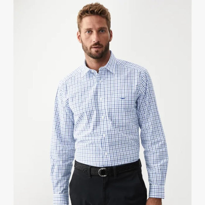 RM Williams - Collins Shirt - Check - Pale Blue White