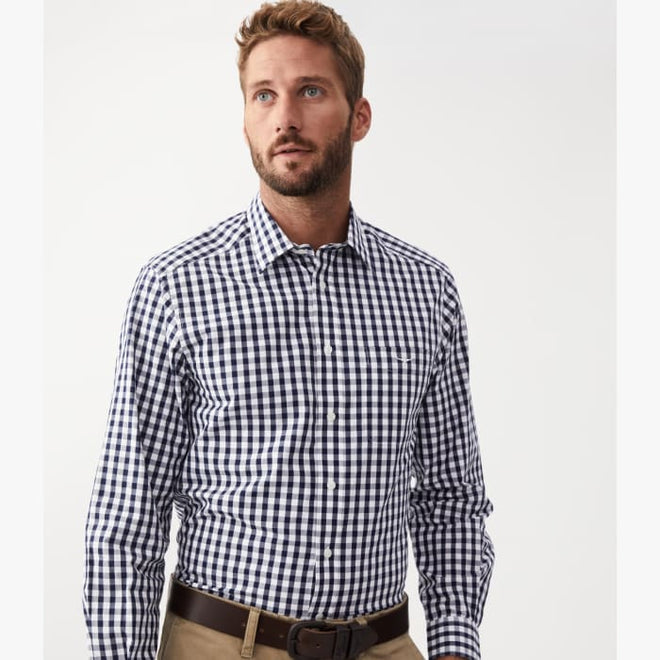 RM Williams - Collins Shirt - Check - Navy White
