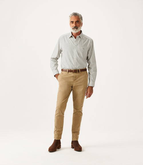 Collins Shirt - Stripe - Grey & White