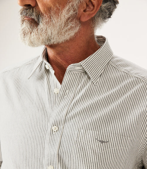 Collins Shirt - Stripe - Grey & White