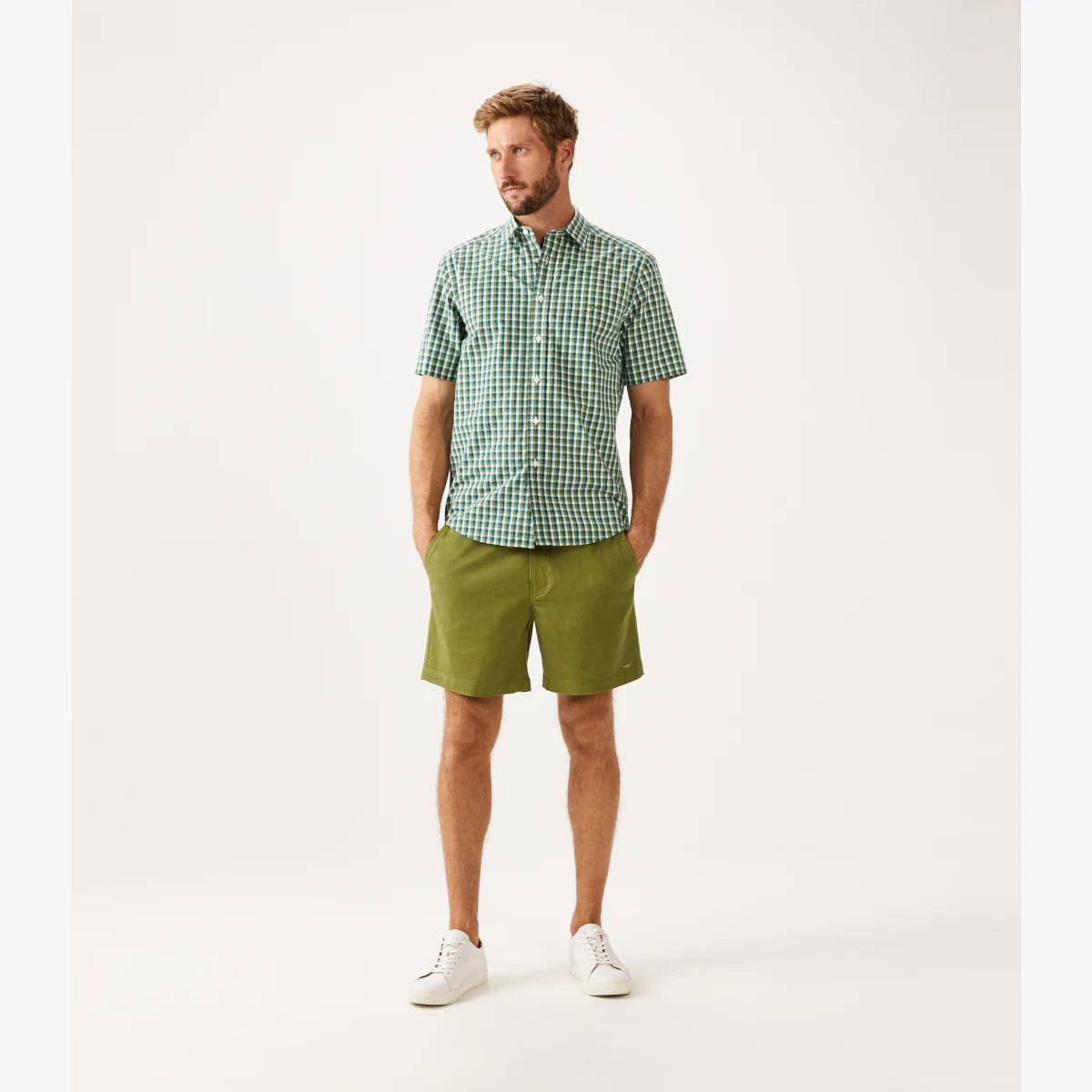 R.M.Williams - Hervey Shirt - Check - Short Sleeve - Green & White