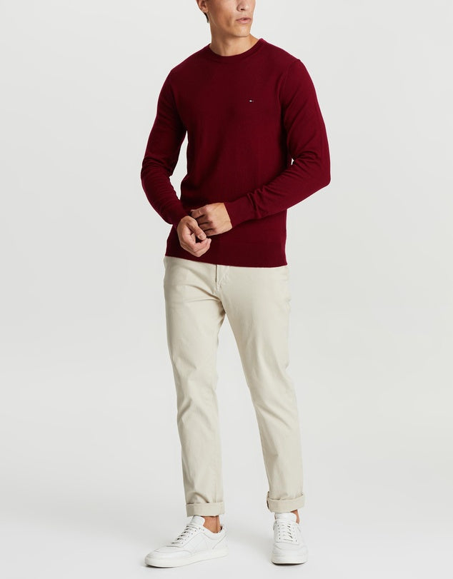 Tommy Soft Merino Wool Crew Neck Jumper - Red