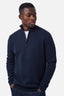The Lakewood Zip Neck Sweater - Dark Navy Melange
