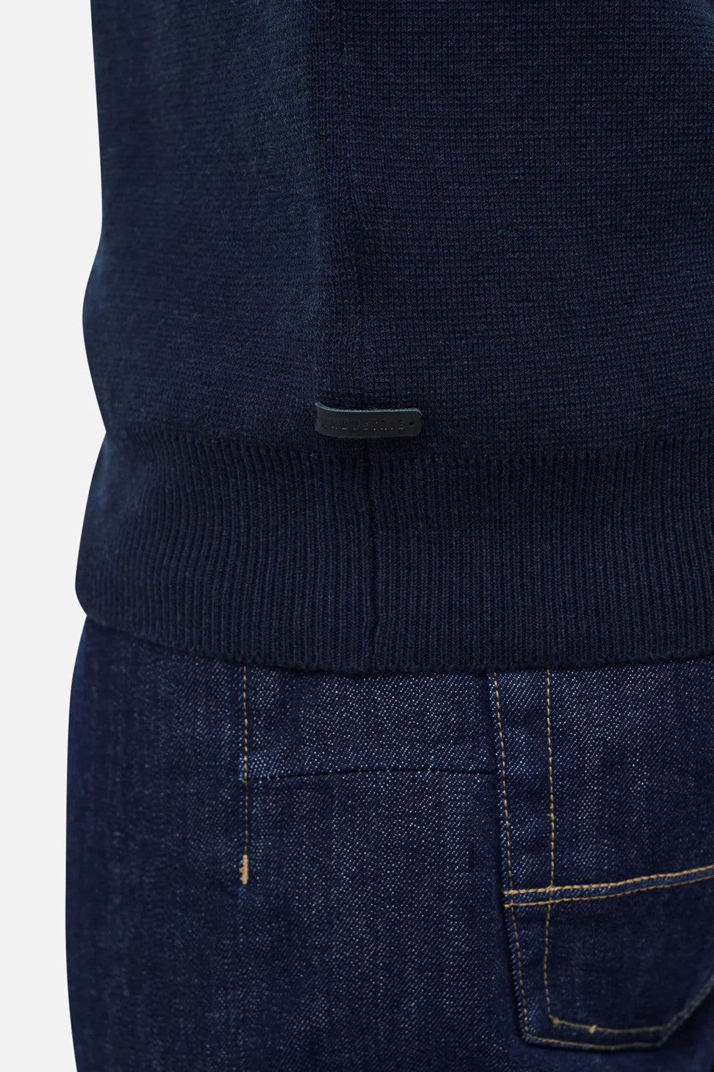 Industrie - The Lakewood Zip Neck Jumper - Dark Navy Melange