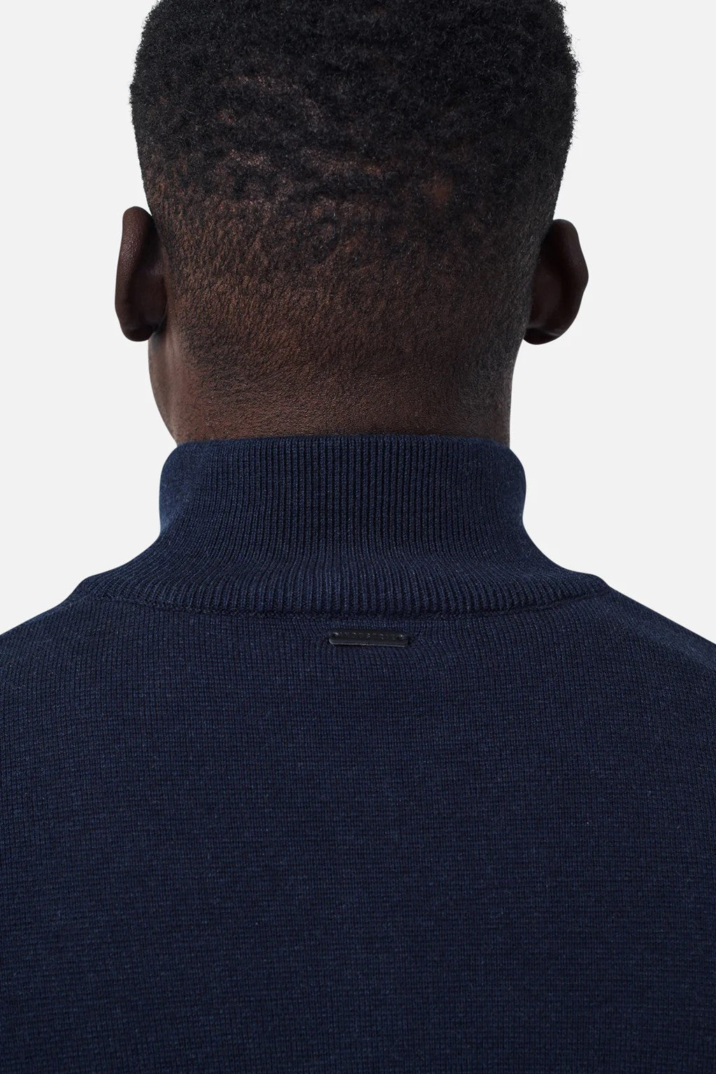 Industrie - The Lakewood Zip Neck Jumper - Dark Navy Melange