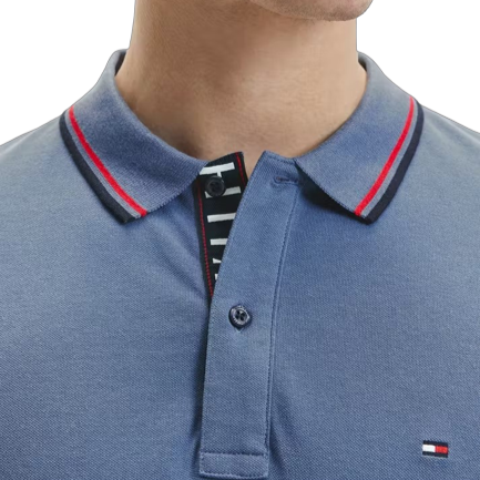 Tommy Hilfiger Tipped Hilfiger Placket Slim Polo - Faded Indigo