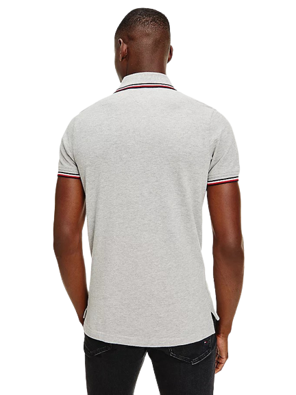 Tipped Slim Polo - Faded Indigo |Light Grey Heather