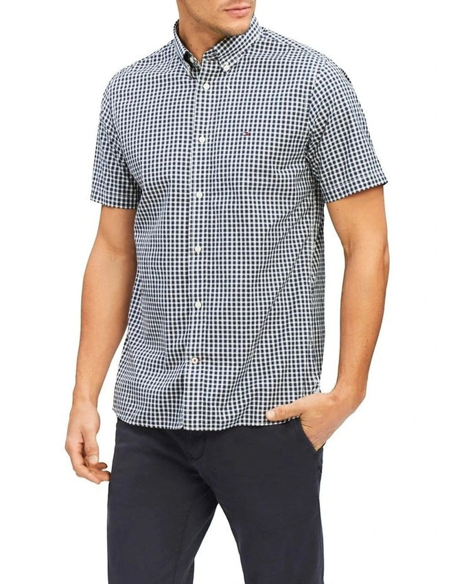 Classic Gingham Short Sleeve Shirt - Desert Sky & White