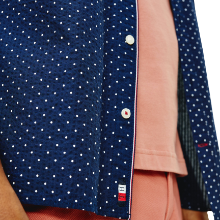 Short Sleeve Dot Shirt - Navy with White Dots