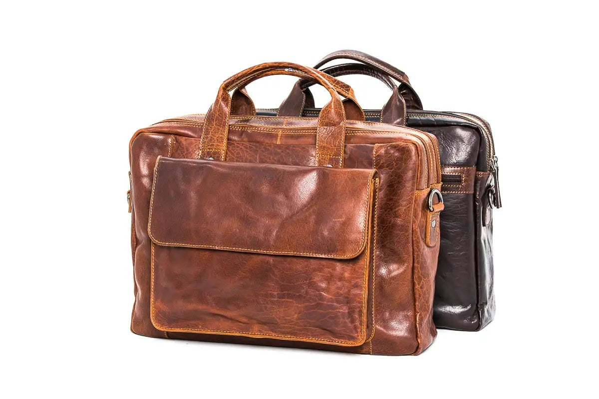 Oran Leather - Turku Briefcase Satchel Bag - Brandy | Brown