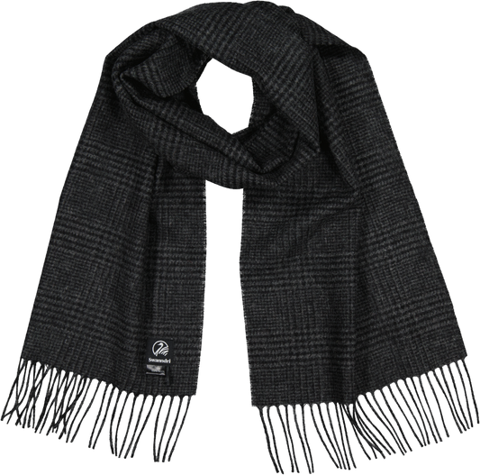 Swanndri - Unisex Wool Scarf - Webb Check - Charcoal & Black