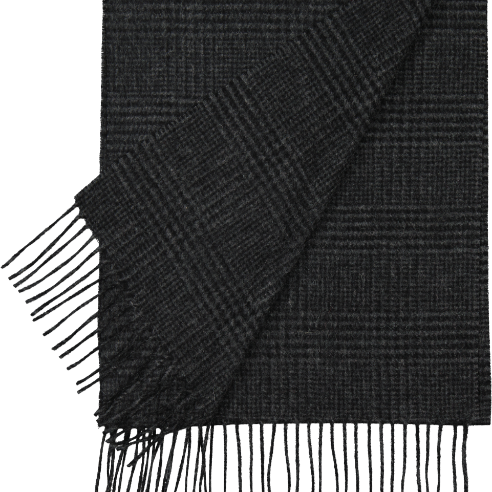 Swanndri - Wool Scarf - Webb Check - Charcoal grey black