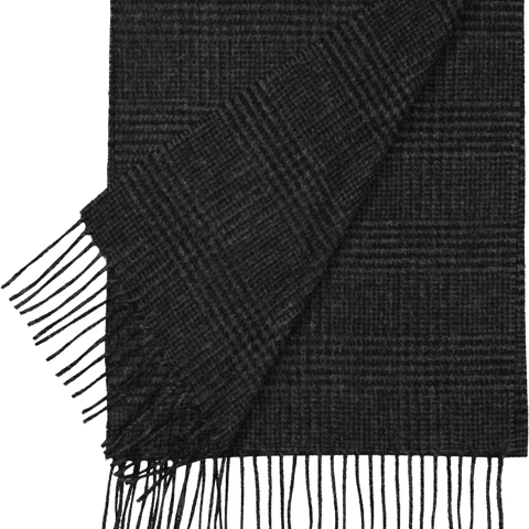 Swanndri - Wool Scarf - Webb Check - Charcoal grey black