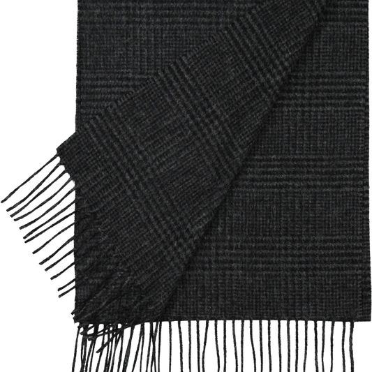 Swanndri - Wool Scarf - Webb Check - Charcoal grey black