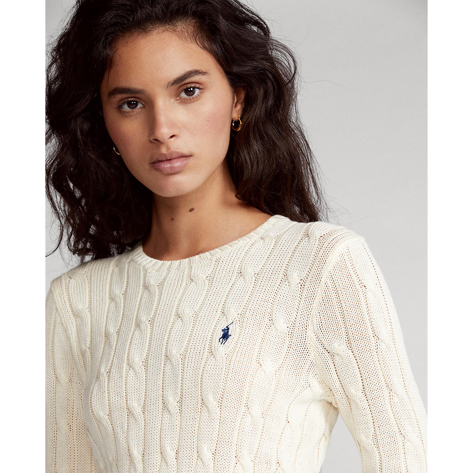Cable Knit Crew Neck Sweater - Cream – Blowes Clothing