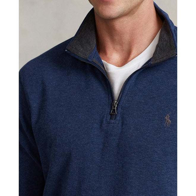 Ralph Lauren - Luxury Jersey Quarter Zip Pullover - navy