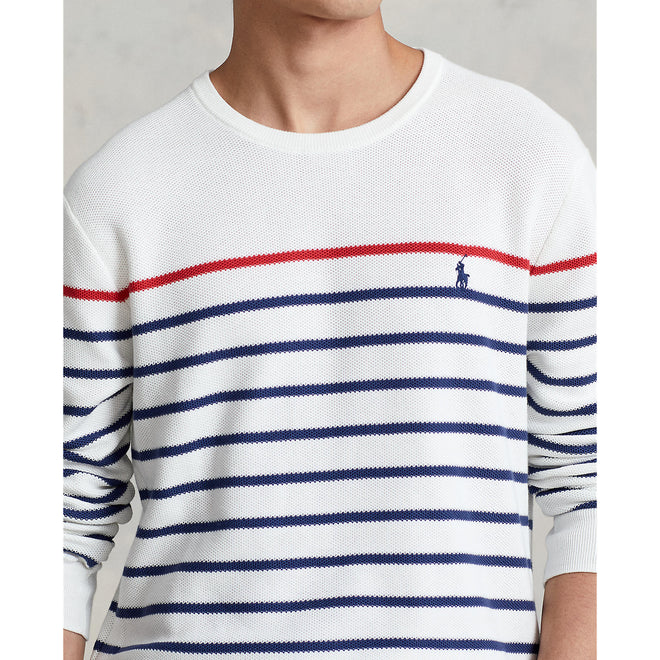 Polo Ralph Lauren - Striped Mesh Knit Cotton Sweater - White