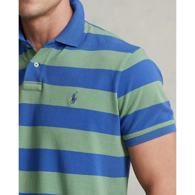 Ralph Lauren - Custom Fit Mesh Polo - Blue & Green Stripe