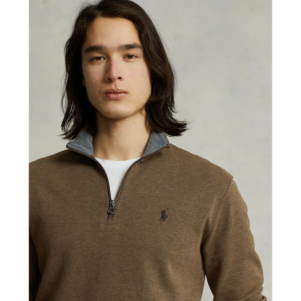 Ralph Lauren - Luxury Jersey Quarter Zip Pullover - Brown