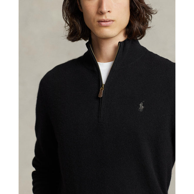 Polo-Ralph-Lauren-Wool-Quarter-Zip-Sweater-Black