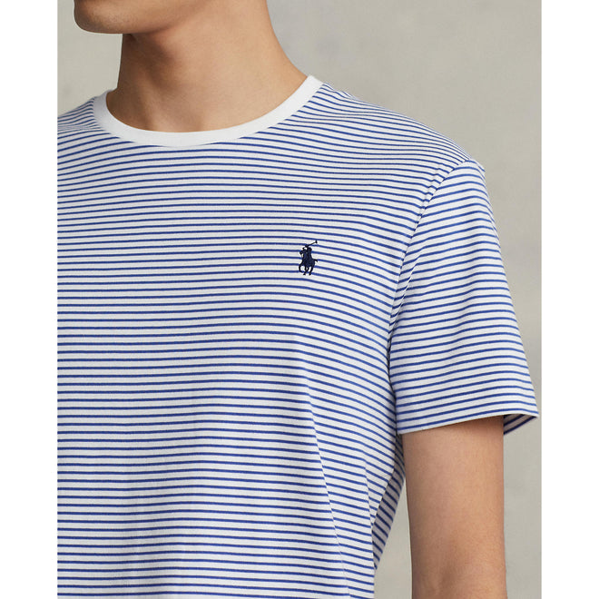 Ralph Lauren - Custom Slim Fit Jersey Crewneck T-Shirt - Striped - Blue & White