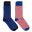 2 Pack Stripe & Dot Socks - College Blue/Red