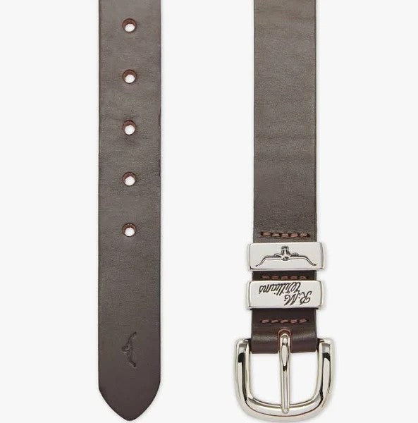 R.M.Williams - Slim Drover Belt - High Polish Nickel Buckle - Chestnut