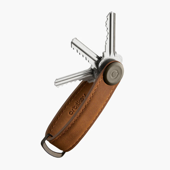 Orbit Key - Key organiser - crazy horse - chestnut brown with brown stitching