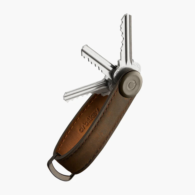 Orbit Key - Crazy Horse - Oak Brown with Brown Stitching