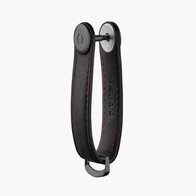 Key Organiser - Crazy Horse - Obsidian Black with Red Stitching