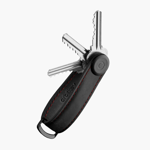 Orbit Key - Key Organisiser - Obisidian Black with red stitching