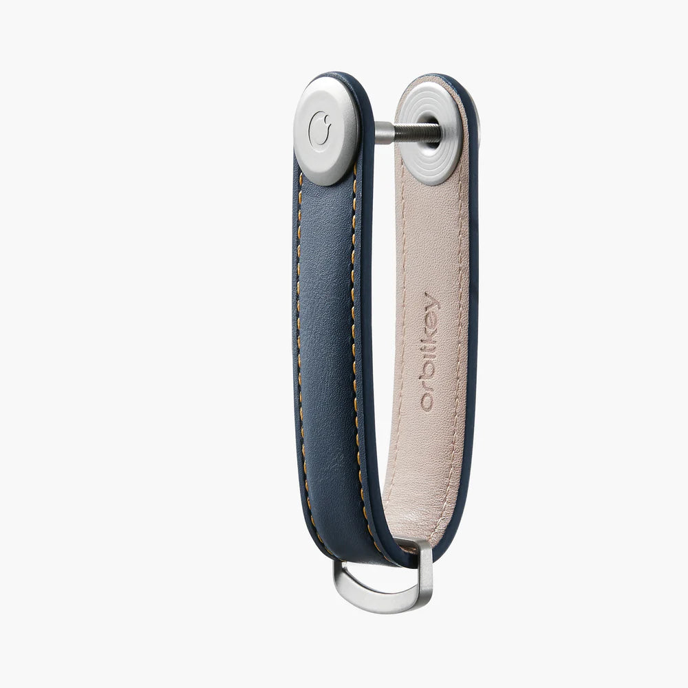 OrbitKey - Key Organiser - Leather - Navy with Tan Stitching