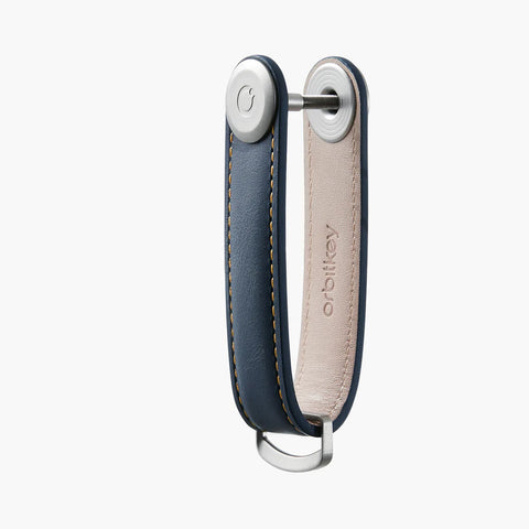 OrbitKey - Key Organiser - Leather - Navy with Tan Stitching