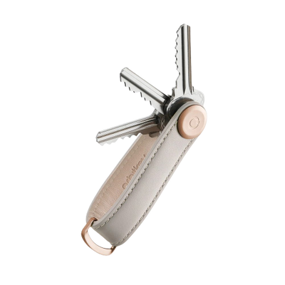 Orbit Key - Key organiser - leather - Stone with Grey Stitching
