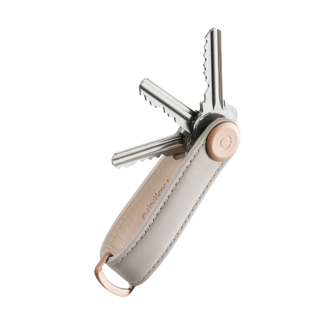 Orbit Key - Key organiser - leather - Stone with Grey Stitching